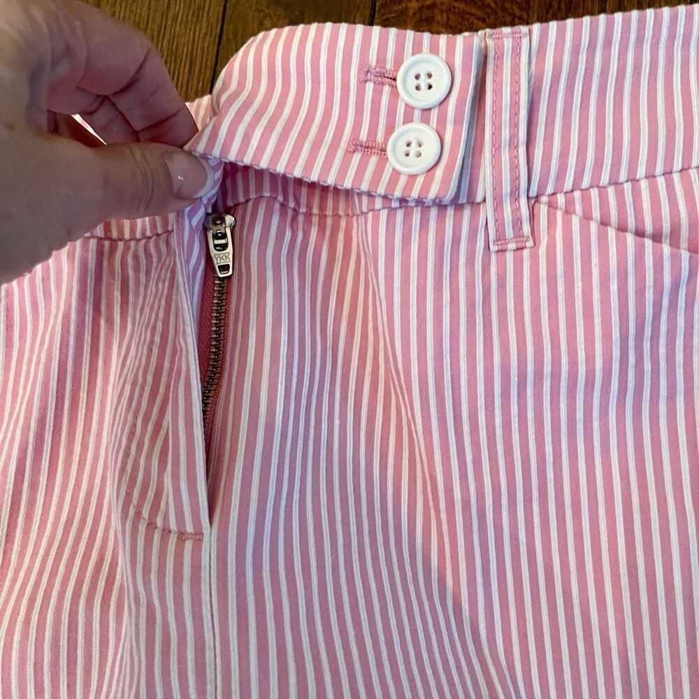 Jones NY Sport Seersucker Sz 4 Pink Striped Fly Front Shorts - Picture 5 of 11